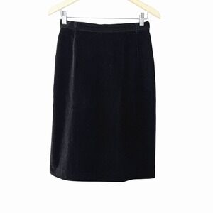 Weekend Max Mara Black Corduroy Pencil Skirt US 4 Stretch Back Slit Quiet Luxury